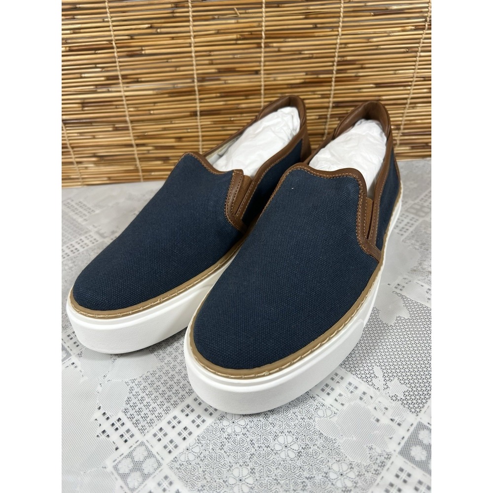 M. Gemi Slip On Leather Canvas Made In Italy Low Top Blue Brown Womens Size 10us